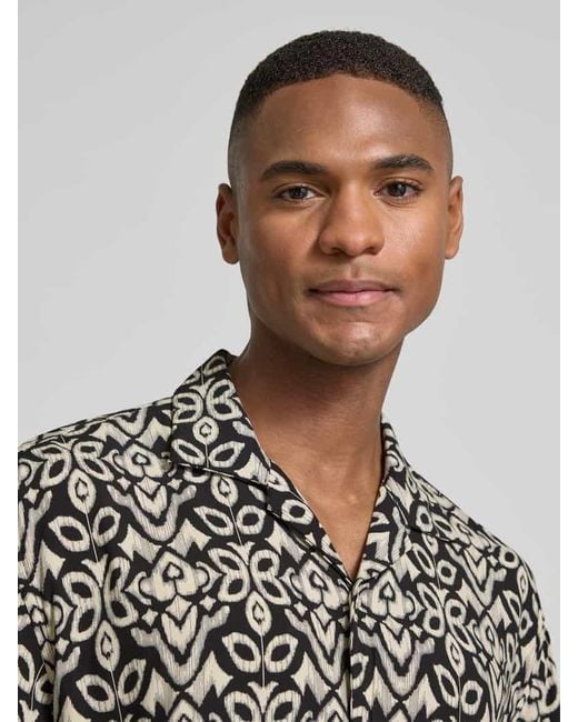 Mcneal Regular Fit Freizeithemd aus Viskose mit Reverskragen in Black für Herren