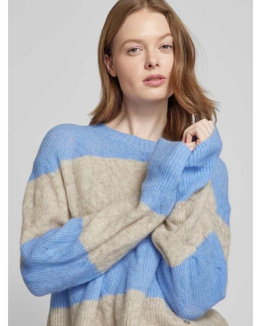 Mos Mosh Blue Strickpullover mit Zopfmuster Modell 'ARYNA AIDY'