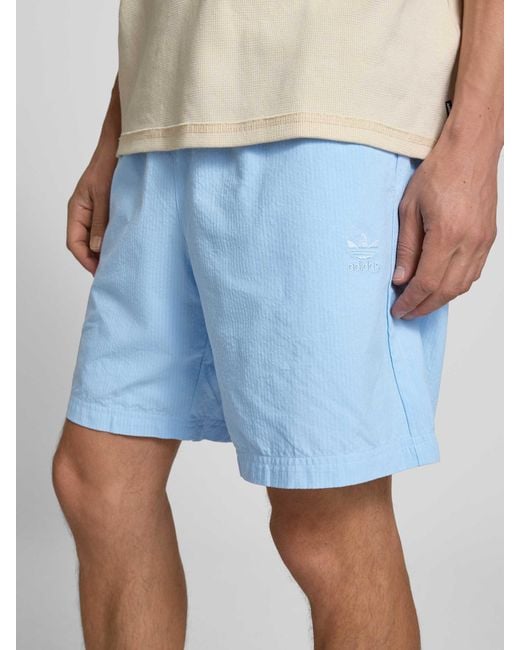 Adidas Originals Korte Relaxed Fit Broek Met Structuurmotief in het Blue voor heren