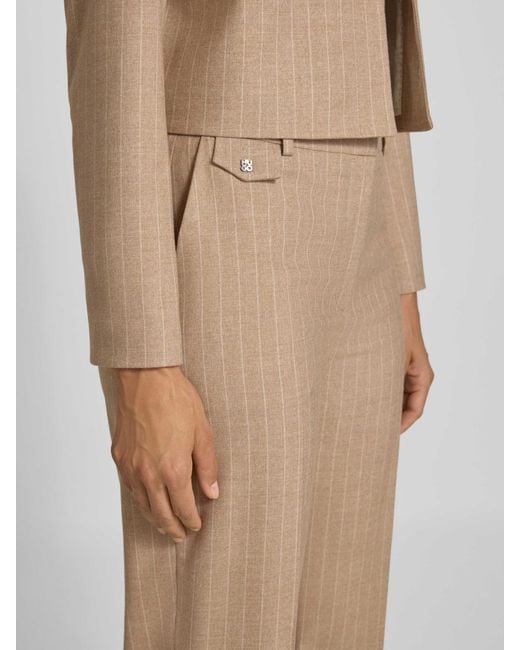 HUGO Regular Fit Stoffen Broek Met Krijtstreepmotief, Model 'Henore' in het Natural