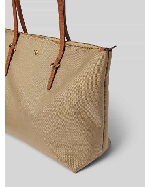 Ralph Lauren Natural Tote Bag mit Label-Applikation Modell 'KEATON'