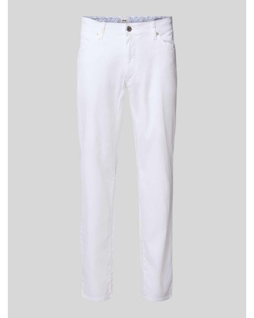 Brax Regular Fit Linnen Broek in het White voor heren