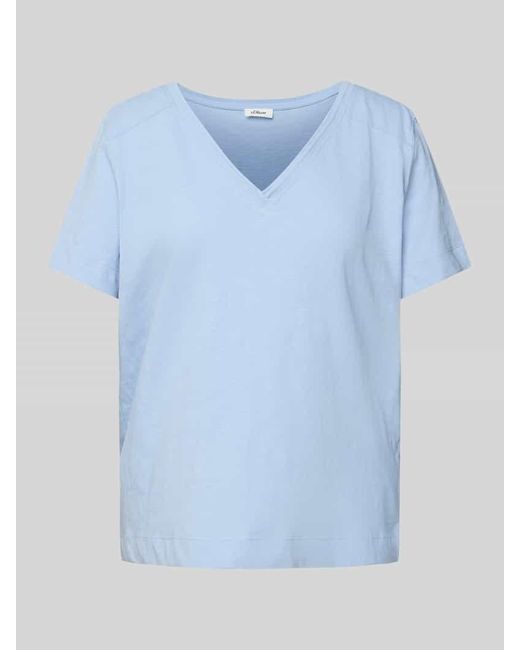 S.oliver Blue Regular Fit T-Shirt aus reiner Baumwolle