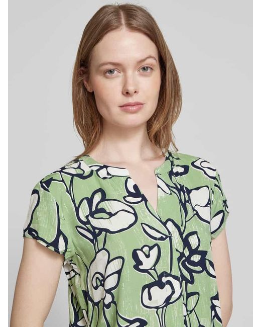 Tom Tailor Green Loose Fit Kurzarmbluse Aus Reiner Viskose Mit Allover-Muster