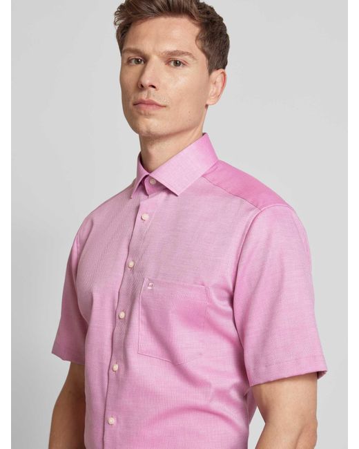 Olymp Modern Fit Zakelijk Overhemd Met 1/2-mouwen in het Pink voor heren