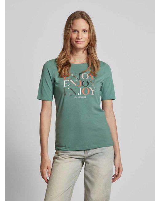 S.oliver Green T-Shirt mit Label-Prints Modell 'ENJOY'
