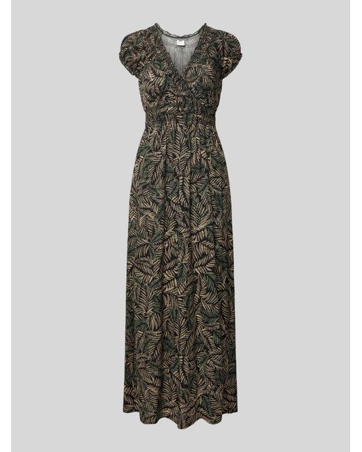 Apricot Maxi-Jurk Van Viscose Met V-Hals in het Green