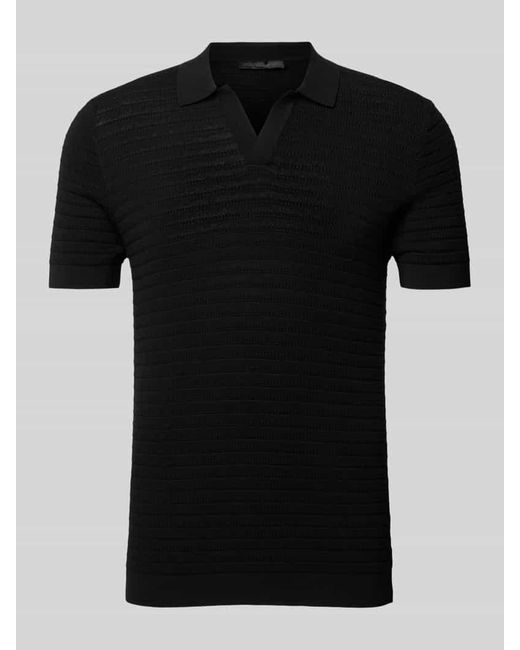 Drykorn Slim Fit Poloshirt mit Strukturmuster Modell 'Braian' in Black für Herren