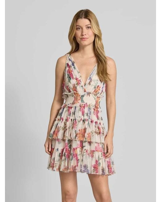 LACE & BEADS Multicolor Cocktailkleid mit V-Ausschnitt