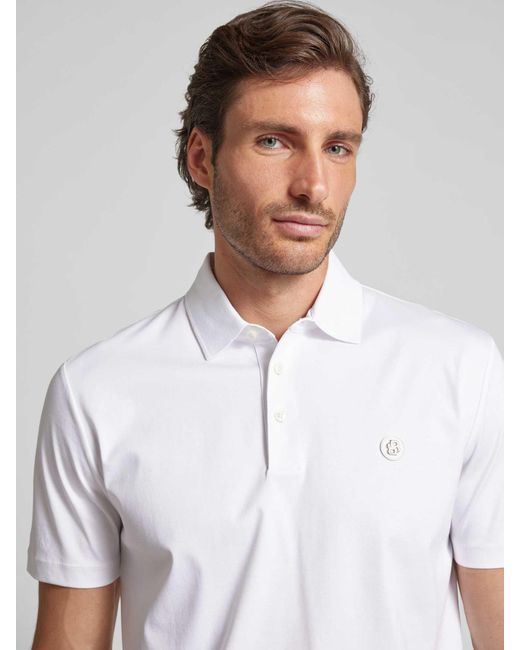 Boss Slim Fit Poloshirt Met Labelpatch, Model 'Parris' in het White voor heren