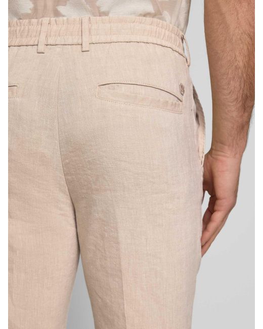 Boss Regular Tapered Fit Linnen Broek Met Tunnelkoord in het Natural voor heren