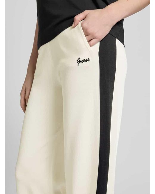 Guess Natural Wide Leg Sweatpants Mit Label-Stitching