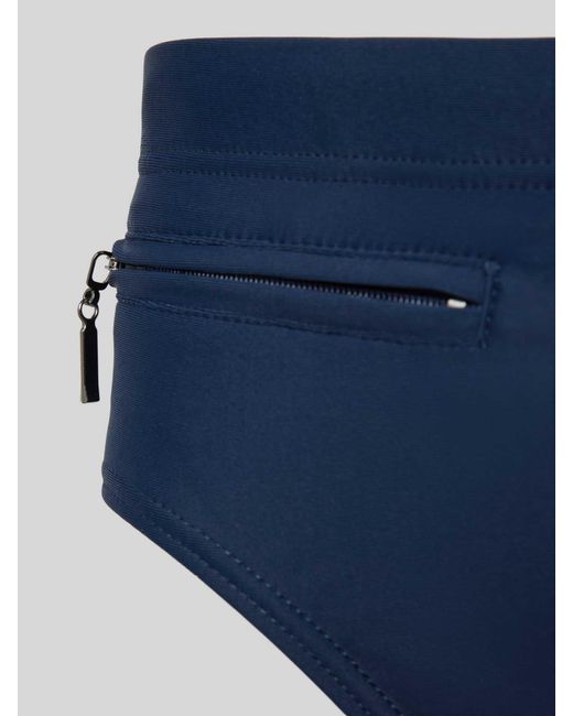 Schiesser Slim Fit Zwembroek Met Ritszak in het Blue voor heren
