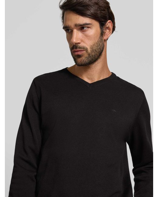 Fynch-Hatton Shirt Met Lange Mouwen En Logodetail in het Black voor heren