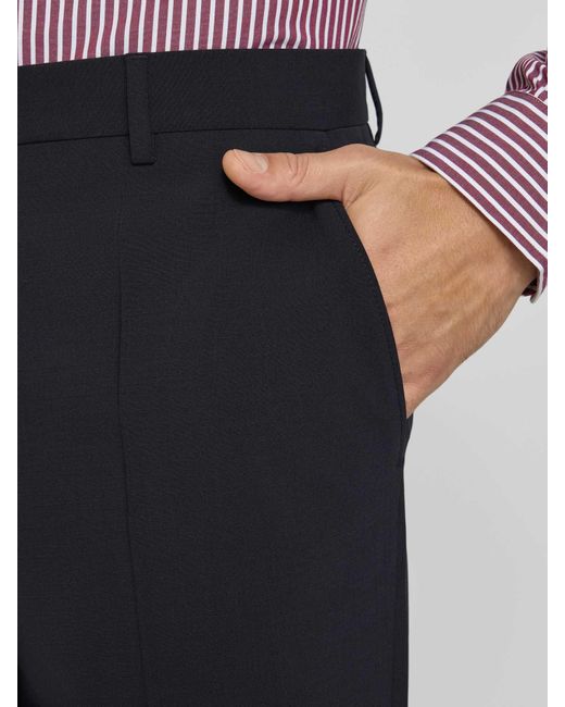 Boss Regular Fit Pantalon Van Scheerwolmix, Model 'H-Leon-Mm-C-Nf' in het Blue voor heren