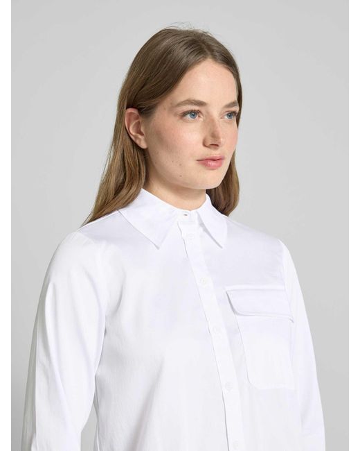 Zero Regular Fit Overhemdblouse Met Paspelzak Op De Borst in het White