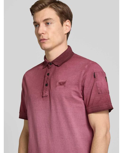 PME LEGEND Slim Fit Poloshirt Met Labelstitching in het Pink voor heren
