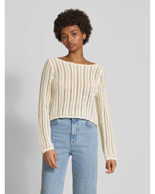 Pieces Natural Regular Fit Pullover mit U-Boot-Ausschnitt Modell 'SIRI'