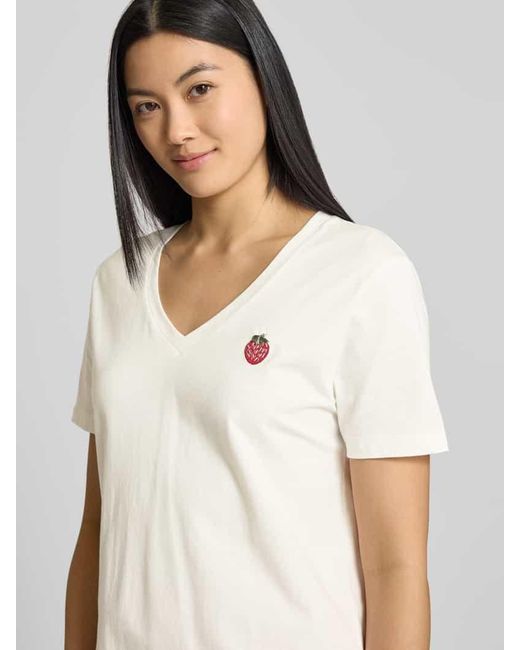 Ichi Natural T-Shirt mit Motiv-Stitching Modell 'KENNEDY'