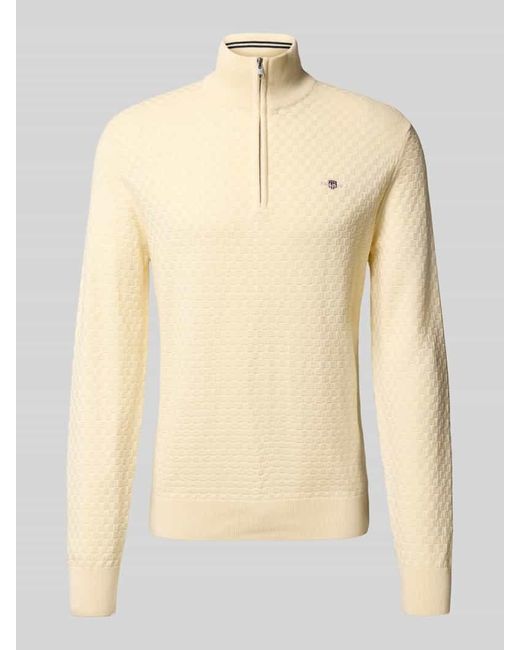 Gant Strickpullover mit Label-Stitching in Natural für Herren