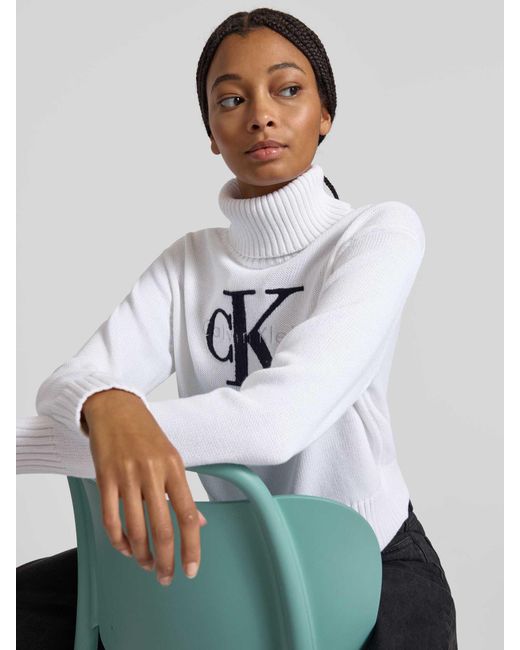 Calvin Klein Gebreide Coltrui, Model 'Chenille' in het White