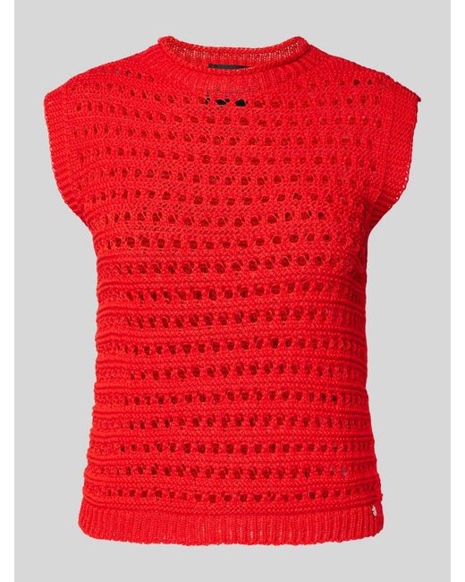 Marc Cain Tricottop Met Ajourpatroon in het Red