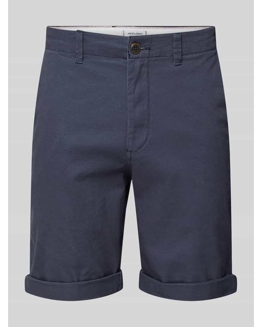 Jack & Jones Regular Fit Chinoshorts mit Gürtelschlaufen Modell 'DAVE' in Blue für Herren