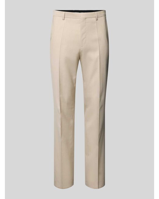 HUGO Slim Fit Pantalon Met Bandplooien in het Natural voor heren