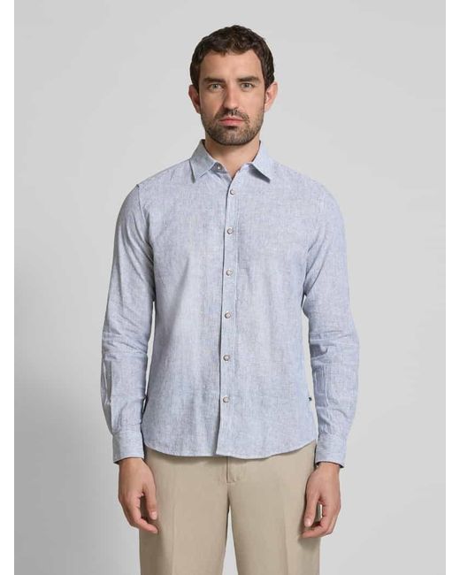 S.oliver Regular Fit Freizeithemd aus Leinen-Baumwoll-Mix in Blue für Herren