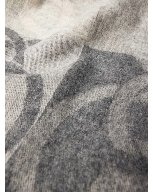 Gant Sjaal Van Wol Met Franjes, Model 'Monogram Wool Scarf' in het Gray
