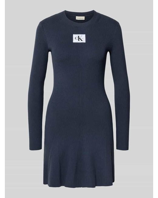 Calvin Klein Blue Minikleid mit Label-Patch Modell 'FIT AND FLARE'