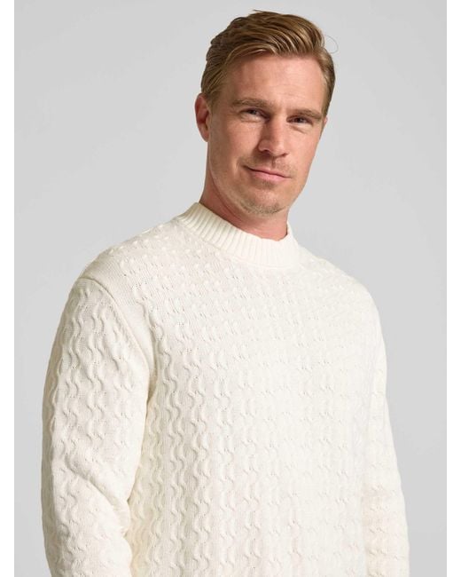 SELECTED Relaxed Fit Pullover Van Puur Katoen, Model 'Philip' in het Natural voor heren