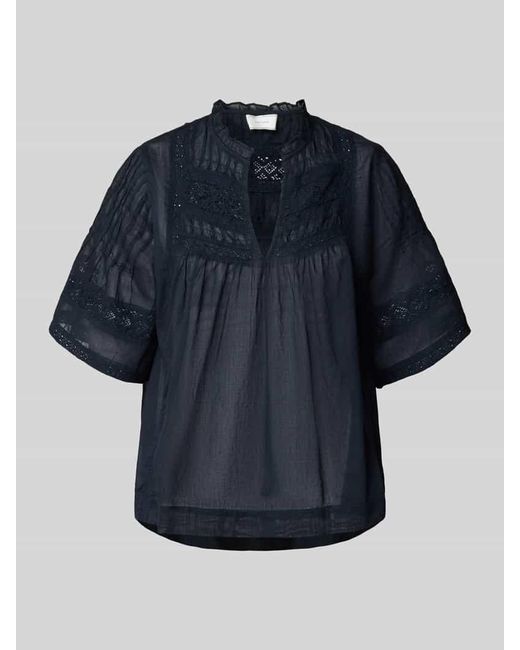 Neo Noir Blue Regular Fit Bluse mit V-Ausschnitt Modell 'Siama'