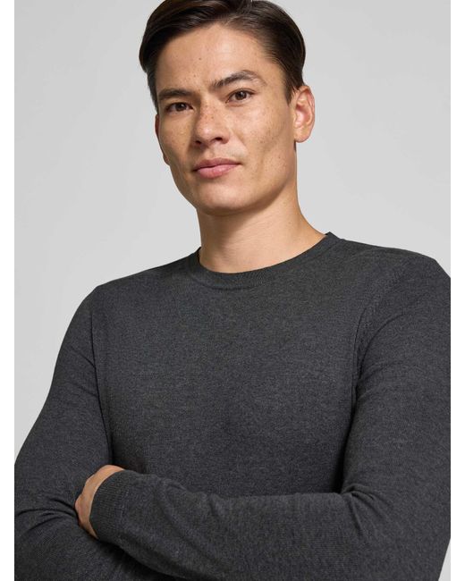 SELECTED Regular Fit Gebreide Pullover Van Puur Katoen, Model 'Berg' in het Black voor heren
