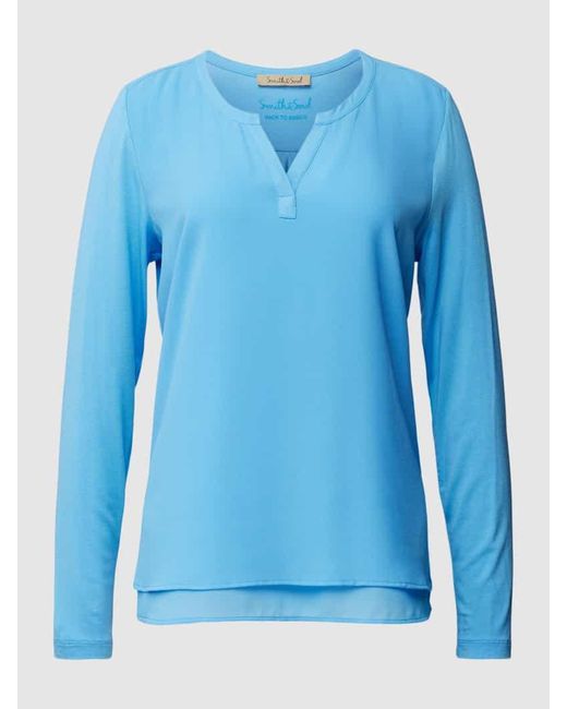 Smith & Soul Blue Bluse im Double-Layer-Look Modell 'Mix and Match'