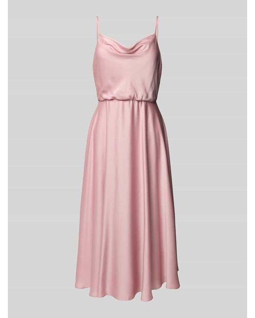 Jake*s Pink Knielanges Cocktailkleid mit Wasserfall-Ausschnitt