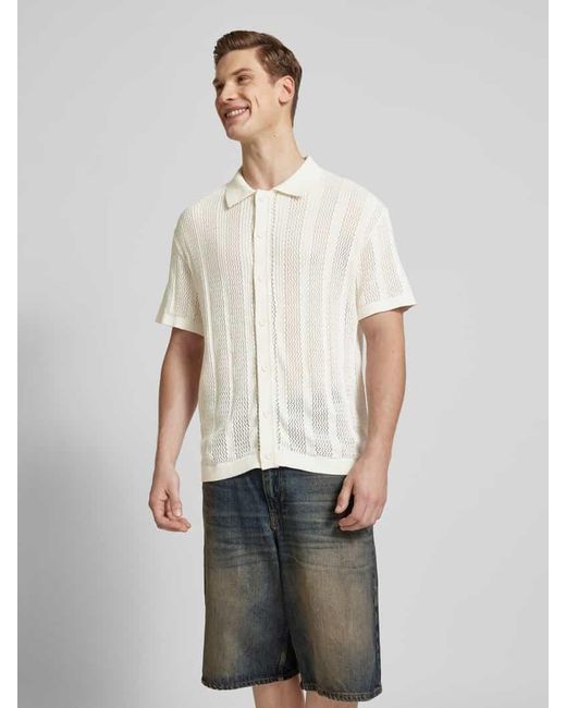 Redefined Rebel Regular Fit Freizeithemd mit Lochmuster Modell 'JON' in White für Herren