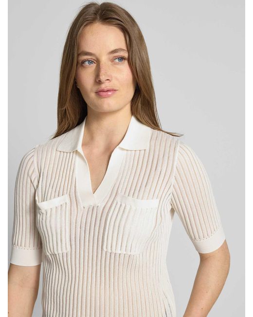 christian berg Gebreid Shirt Van Viscosemix Met Polokraag in het Natural