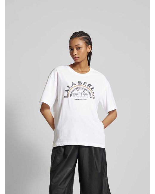 Lala Berlin White Oversized T-Shirt mit Label-Print
