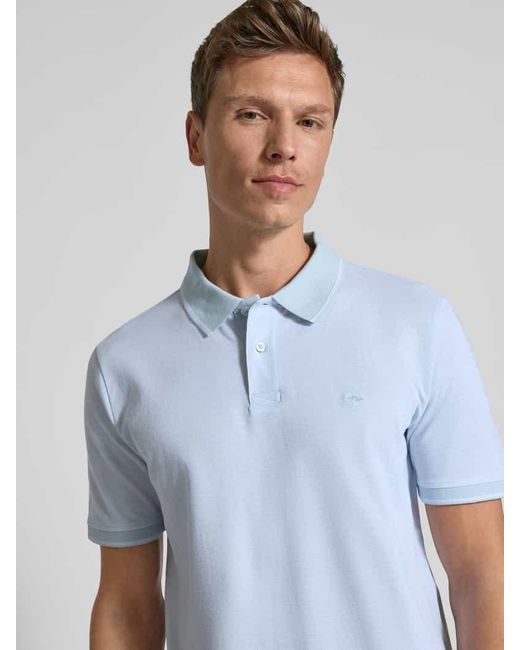 Fynch-Hatton Poloshirt mit Label-Stitching in Blue für Herren