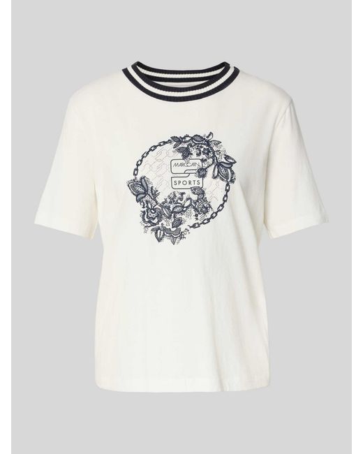 Marc Cain T-Shirt Met Siersteentjes En Ronde Hals in het White