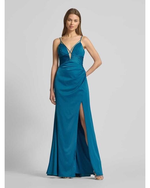 Luxuar Blue Abendkleid mit seitlicher Raffung