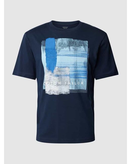 Tom Tailor T-Shirt mit Motiv- und Label-Print in Blue für Herren