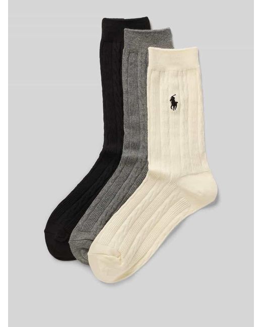 Polo Ralph Lauren Black Socken mit Zopfmuster im 3er-Pack