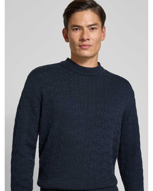 SELECTED Relaxed Fit Pullover Van Puur Katoen, Model 'Philip' in het Blue voor heren