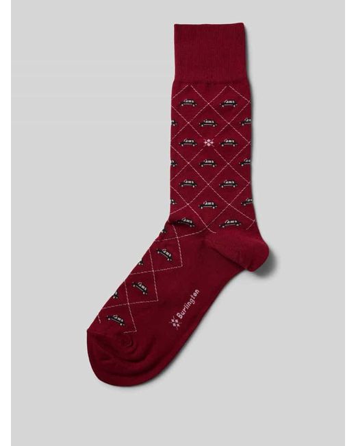 Burlington Socken mit Label-Print in Red für Herren
