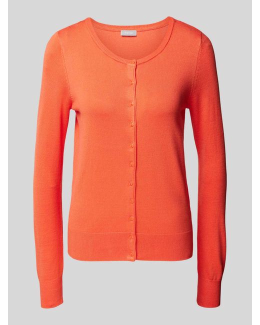 Fransa Cardigan mit durchgehender Knopfleiste Modell 'ZuBasic' in Orange für Herren