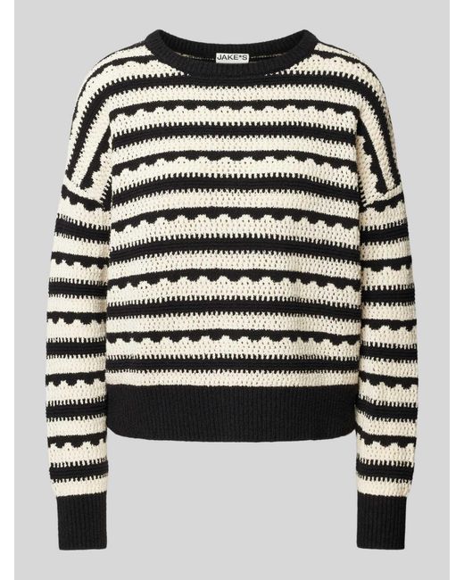 Jake*s Gebreide Pullover Met Ajourpatroon in het Black