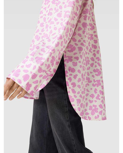 Repeat Cashmere Overhemdblouse Met All-over Motief in het Pink