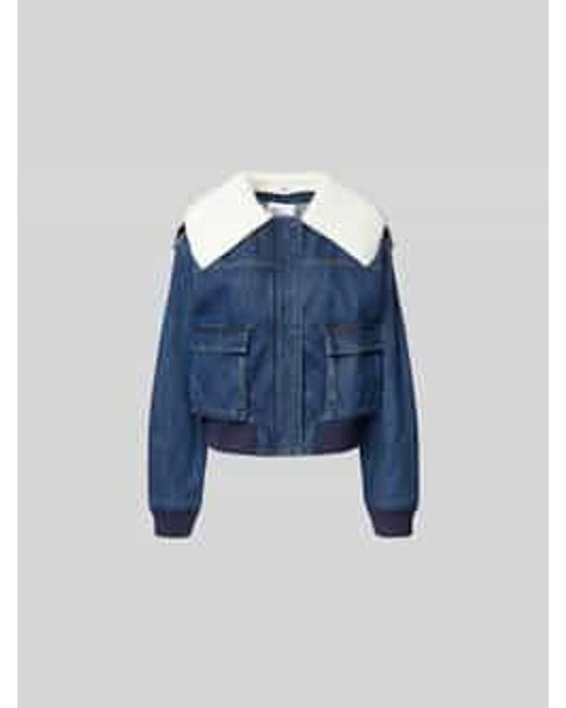 Self-Portrait Denim Bomberjack in het Blue